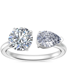 NEW Two Stone Engagement Ring with East-West Pear Shaped Diamond in Platinum (1/2 ct. tw.)